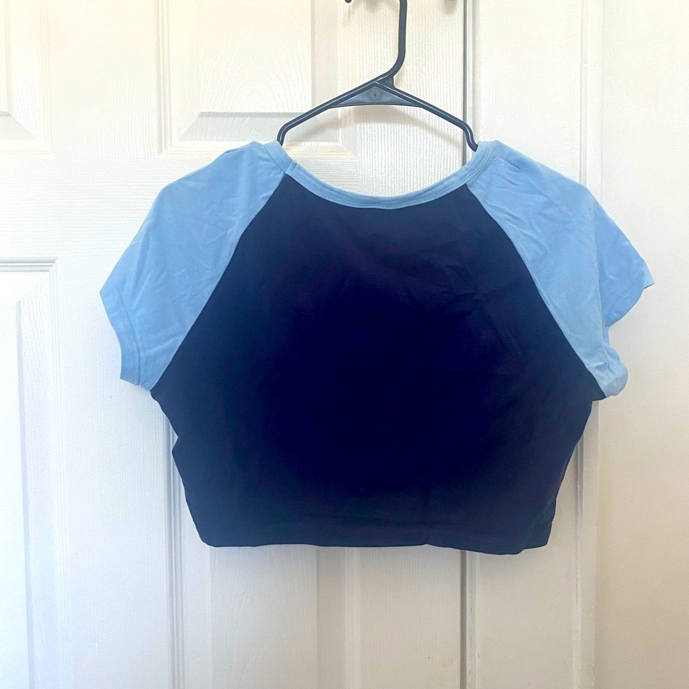 Dark blue and light blue  crop top shirt